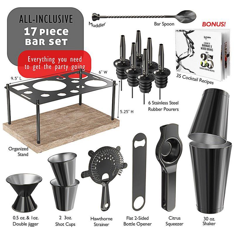 Joytable 16 Piece Stainless Steel Cocktail Shaker Bar Tool Set With Stand