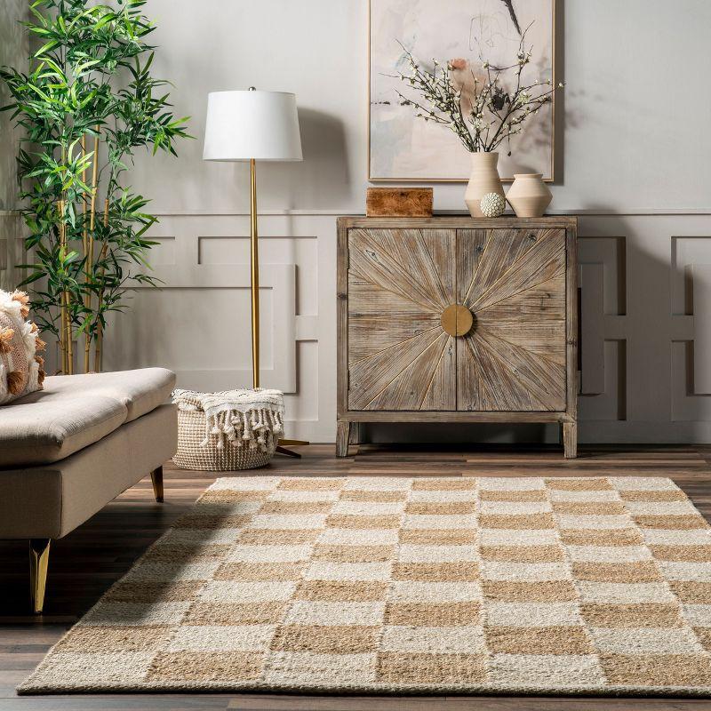 Nuloom Christana Plaid 8x10 Jute Indoor Area Rug for Dining Room Rug Neutral Rug Living Room Rug, Ivory
