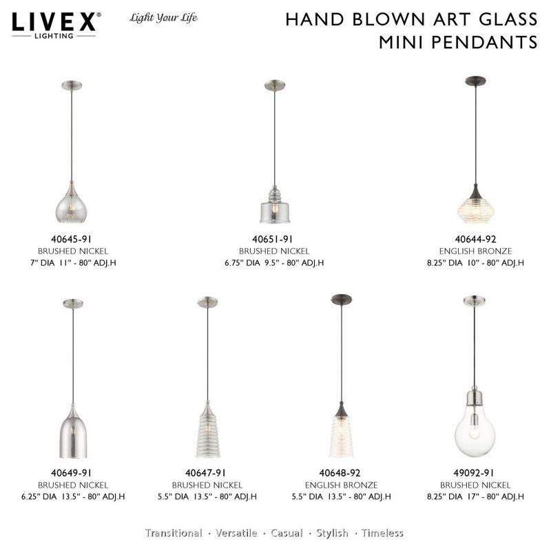 Livex Lighting Art Glass 1 - Light Pendant in  English Bronze