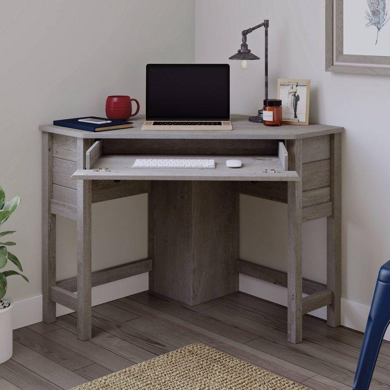 Sauder Cottage Road Corner Desk Mystic Oak: Space-Saving, Keyboard Shelf, Home Office, Traditional Style, Laminated Surface: CARB Certified