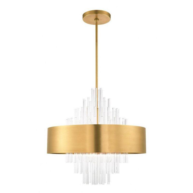 Natural Brass and Crystal 10-Light Drum Chandelier