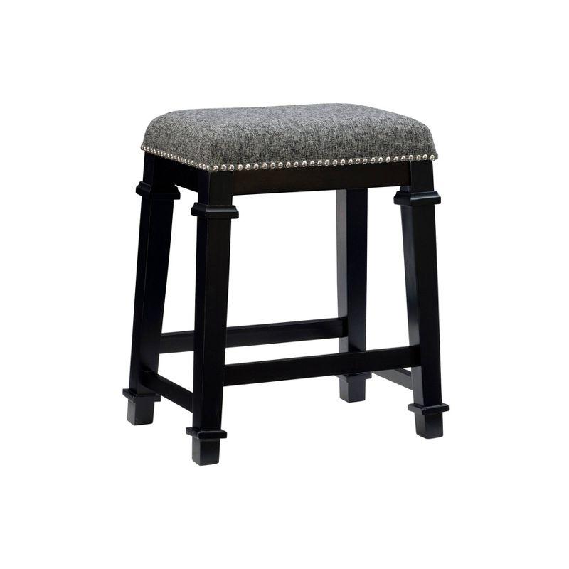 Kennedy Black Wood and Tweed Backless Counter Stool