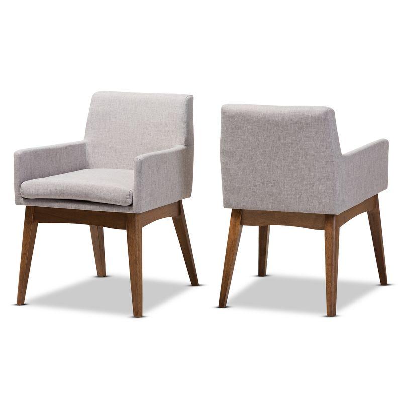 Set of 2 Nexus Mid Century Modern Walnut Dining Armchair with Cushion - Baxton Studio