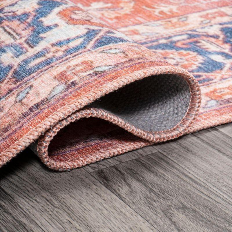 5' x 8' Maris Ornate Medallion Machine Washable Indoor/Outdoor Area Rug, Orange/Cream - JONATHAN Y
