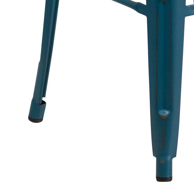 Merrick Lane Metal Stool with Powder Coated Finish and Integrated Floor Glides