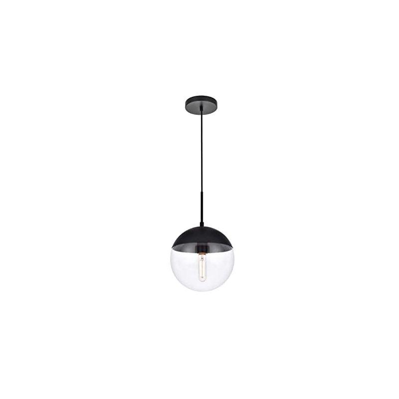 Elegant Lighting Eclipse 1 Light Black Pendant With Clear Glass