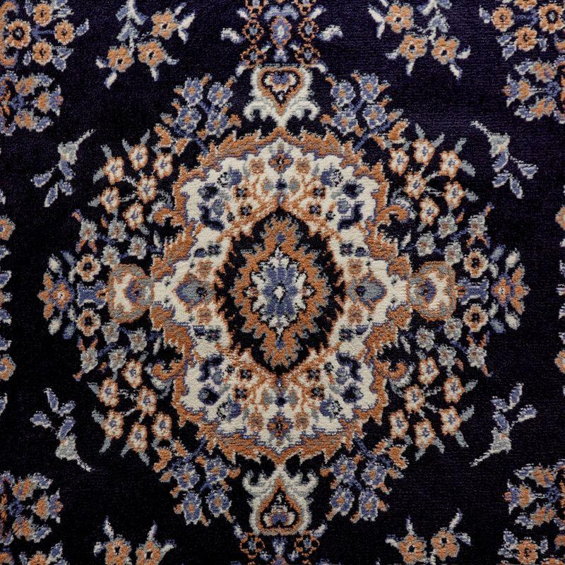 Home Dynamix Premium Sakarya Traditional Medallion Area Rug, Navy Blue/Brown, 21"x35"