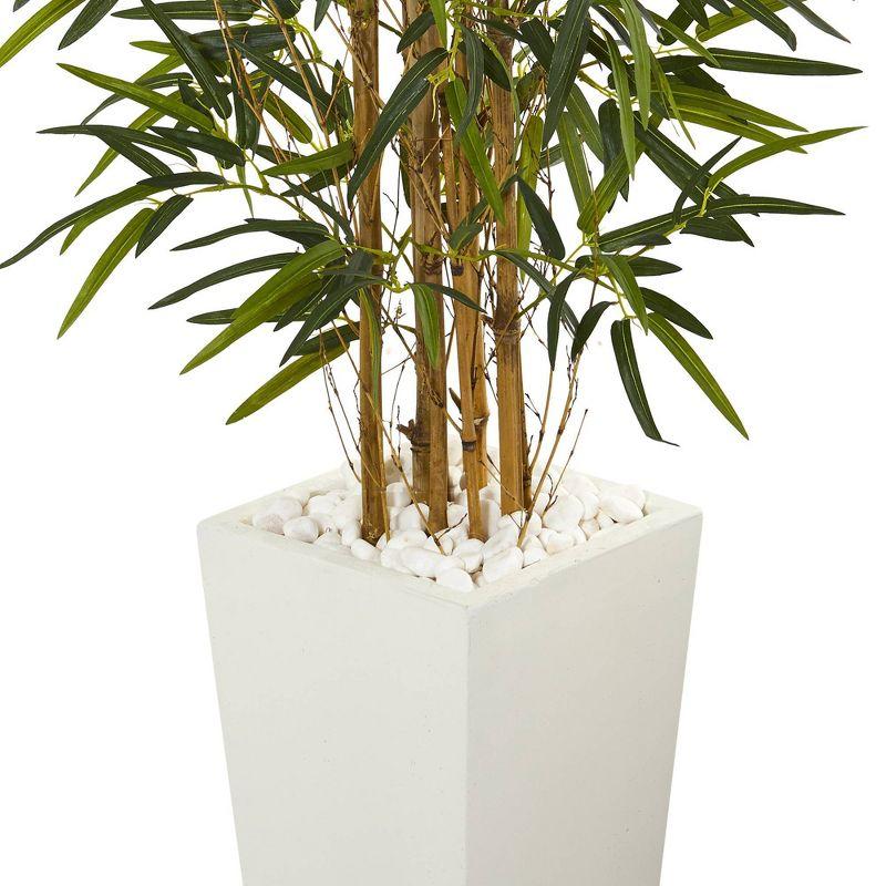 5.5ft Green Bamboo Artificial Tree in White Planter