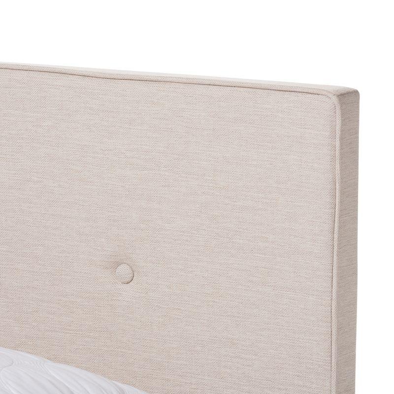 Queen Light Beige Upholstered Bed with Tufted Headboard