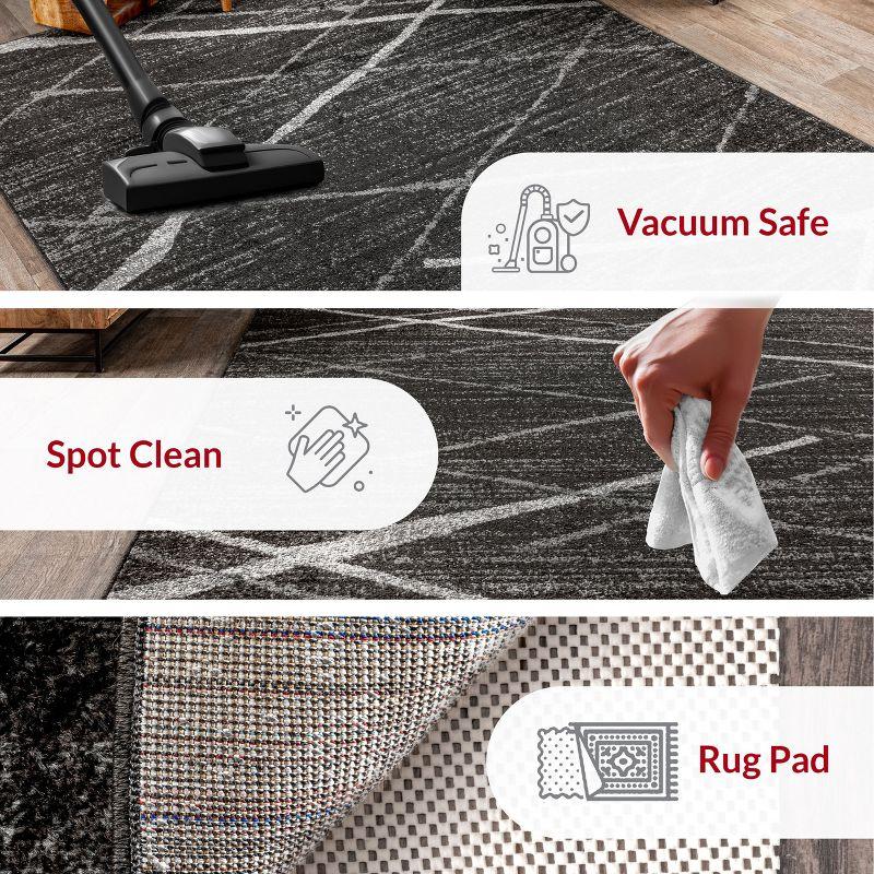 Nuloom 2x3 Thigpen Contemporary Indoor Area Rug, Charcoal, Abstract Lines, Non-Slip Backing, Stain Resistant, Bedroom Living Room, Kitchen