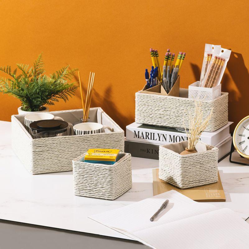 Sorbus Stackable Storage Woven Paper Rope Baskets Set of 4