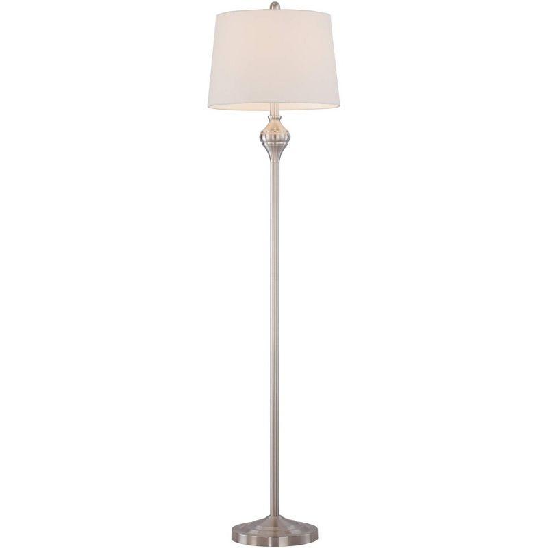 Barnes and Ivy Mason Traditional Table Floor Lamps 56" Tall Set of 3 Brushed Steel White Tapered Drum Shade for Bedroom Living Room Bedside Nightstand