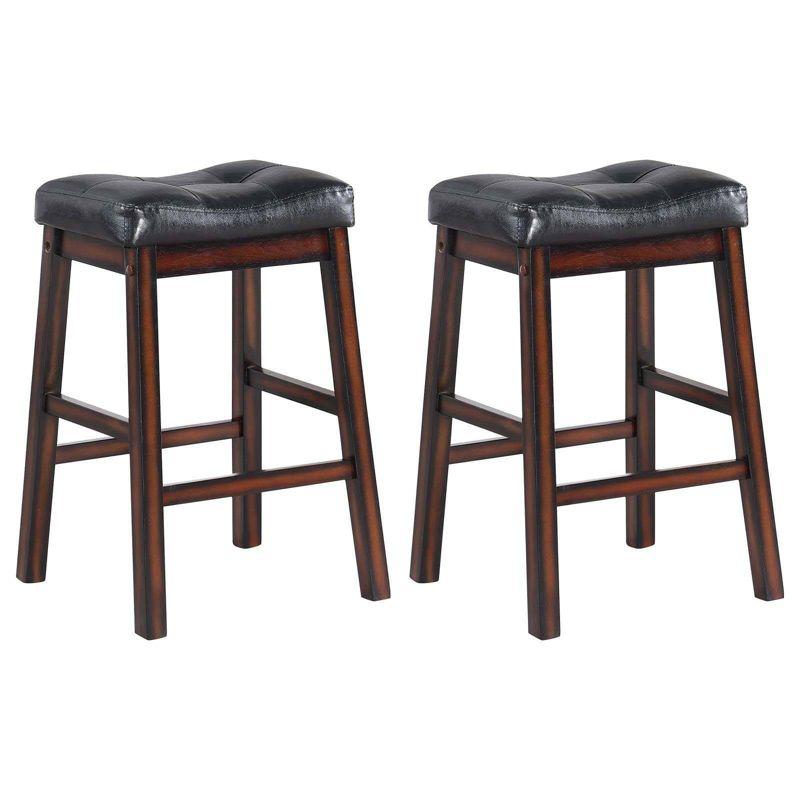 Coaster Set of 2 Donald Transitional Upholstered Counter Height Barstools Black/Cappuccino