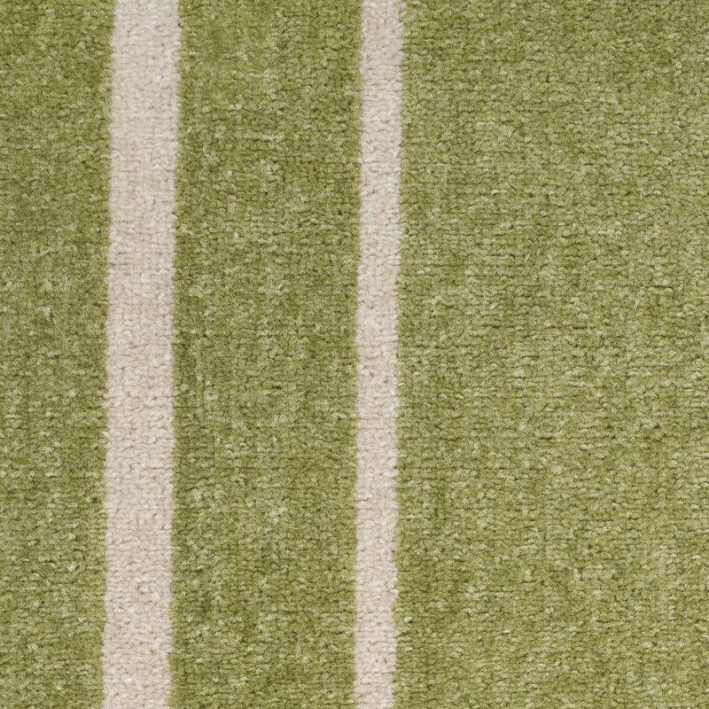 Green Ivory 2'2" x 7'6" Synthetic Runner Rug