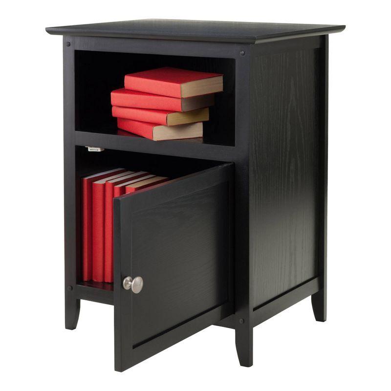 Winsome End Table - Black: Hardwood Frame, Wood Veneer Top, Living Room Accent Table with Shelf