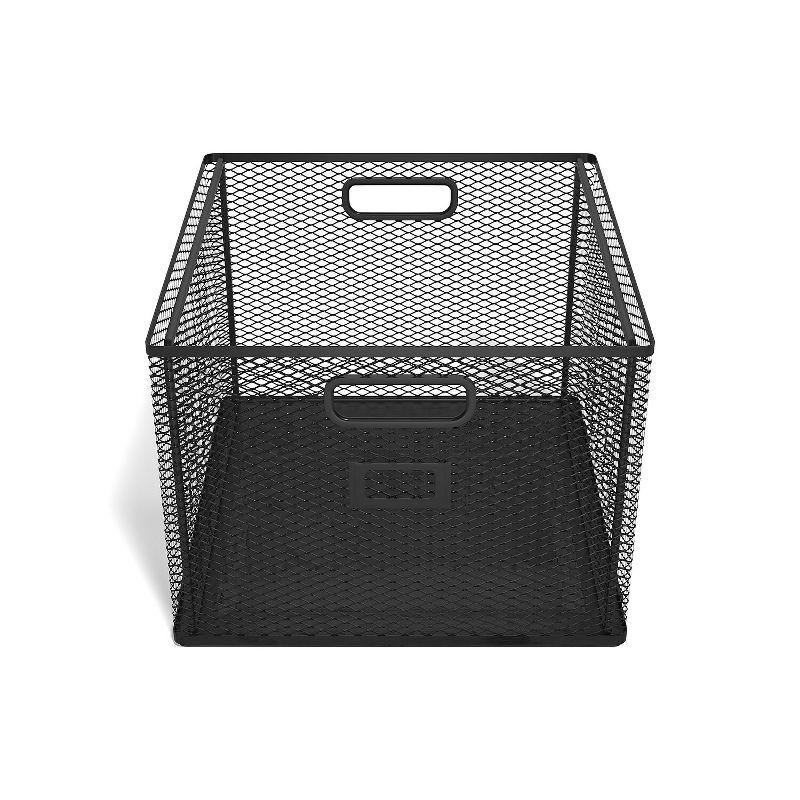 Matte Black Metal Mesh File Organizer with Handles