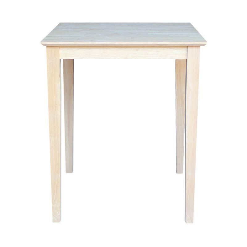30" Square Solid Wood Counter Height Table with Shaker Legs Unfinished - International Concepts