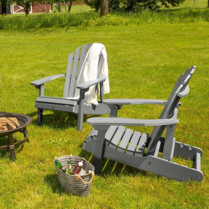 Hamilton 2pk Folding & Reclining Adirondack Chairs - Coastal Teak - highwood: Weather-Resistant Outdoor Seating