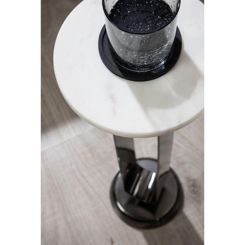 Kate and Laurel Helio Glam Drink Table, 8x8x24, Pewter