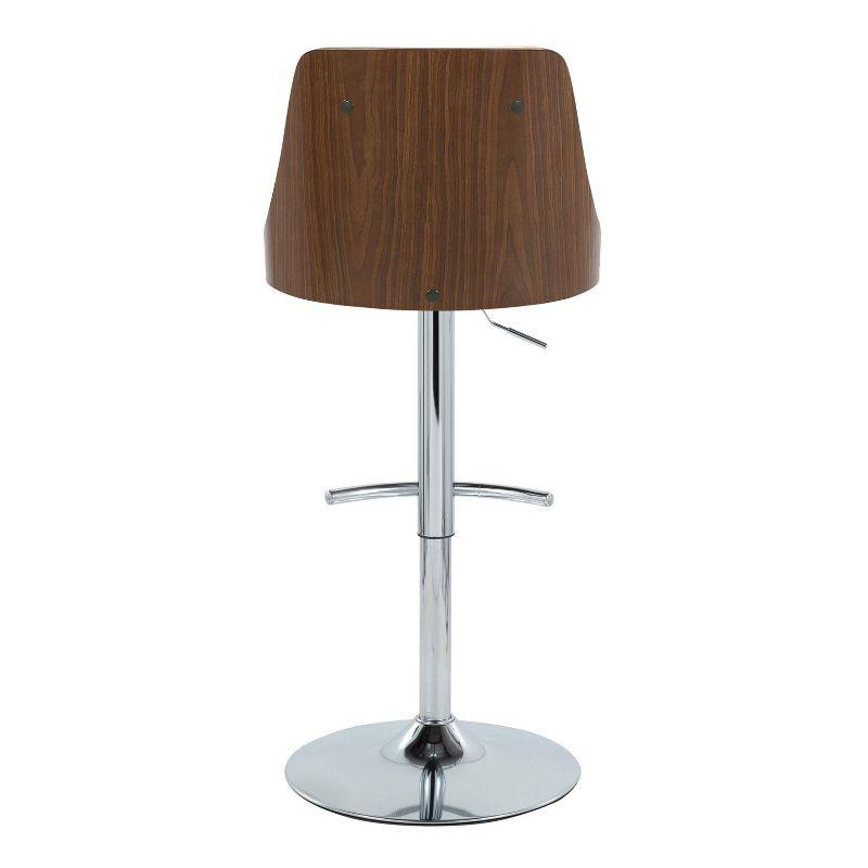 Set of 2 Gianna Adjustable Barstools: Chrome/Walnut/Cream, Swivel, Faux Leather - LumiSource