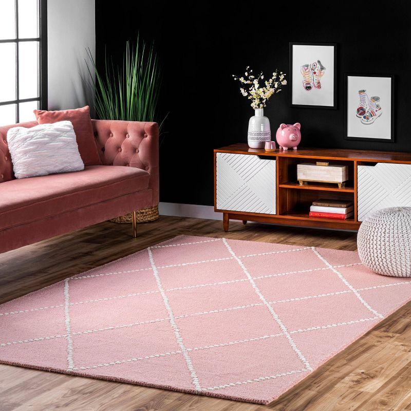 Charming Baby Pink Handmade Wool Rug 4' x 6' with Tufted Detail