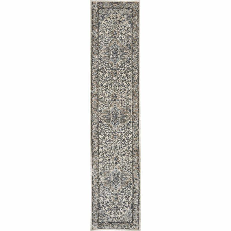 Nourison Concerto Center Medallion Indoor Rug Ivory Grey 2'2" x 12'