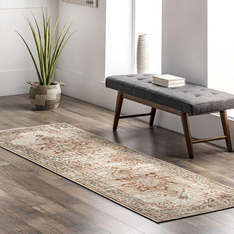 Nuloom Charlotte Faded Medallion Kitchen Runner Indoor Area Rug - Hallway, Entryway, 2' 6" x 8', Beige
