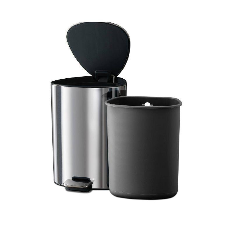 Joseph Joseph Easystore Luxe Stainless Steel 5L Step Trash Can with Integrated Liner Storage