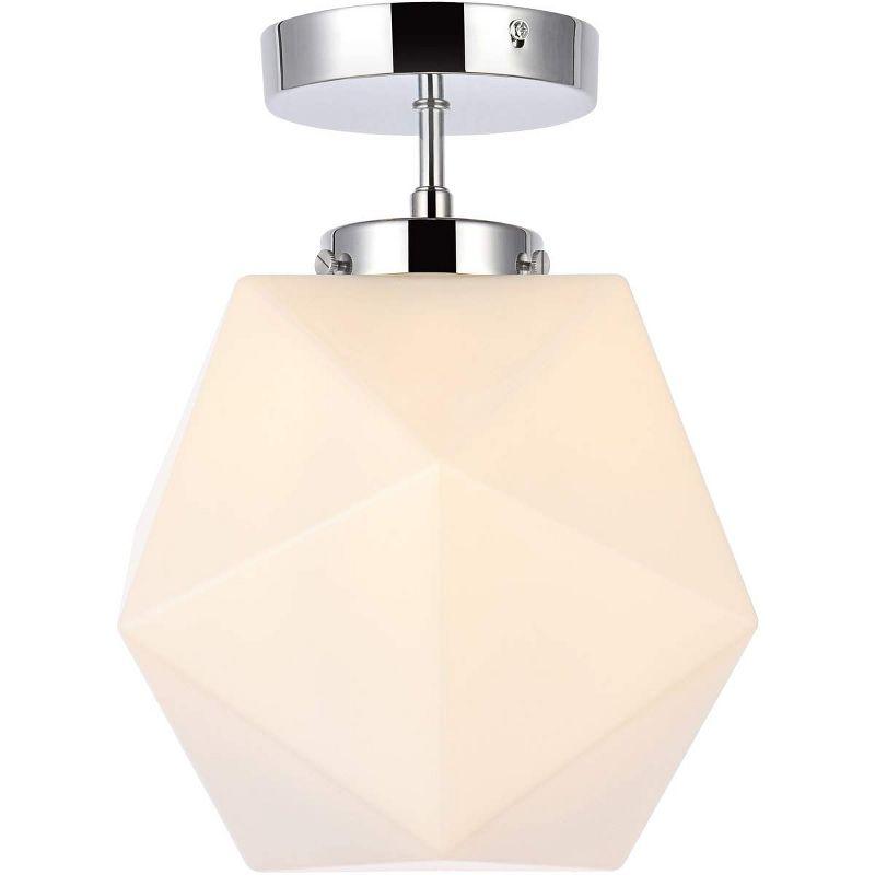 Elegant Lighting Lawrence 1 light chrome and white glass flush mount