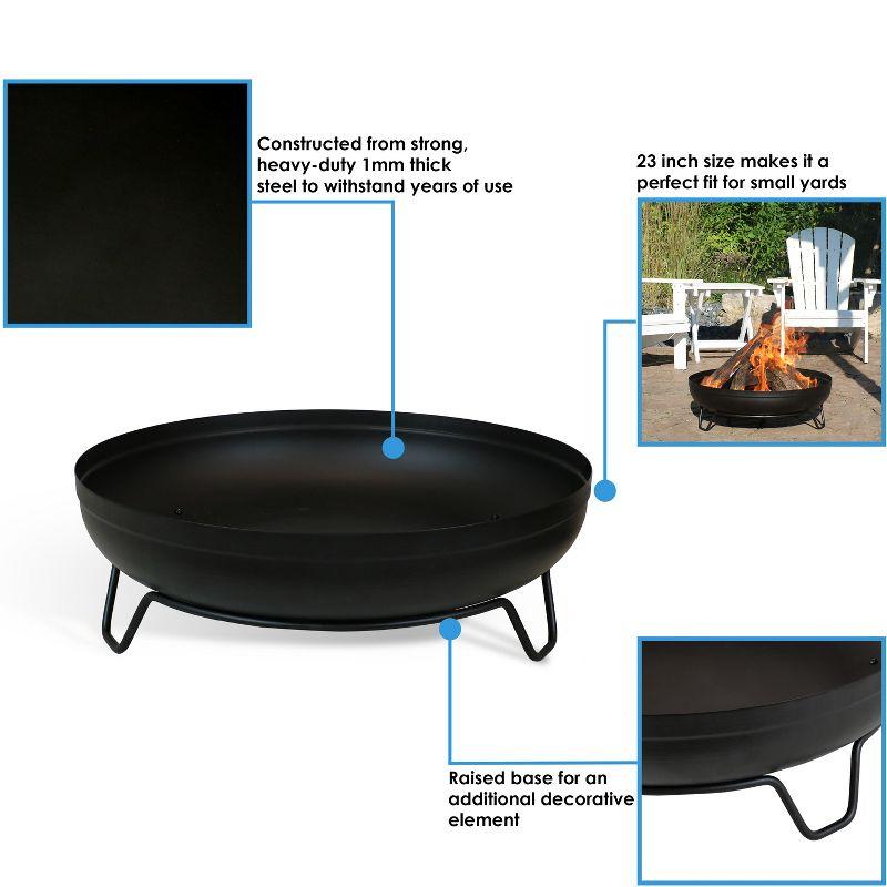 Sunnydaze Outdoor Camping or Backyard Steel with Heat-Resistant Finish Fire Pit Bowl on Stand - 23" - Black