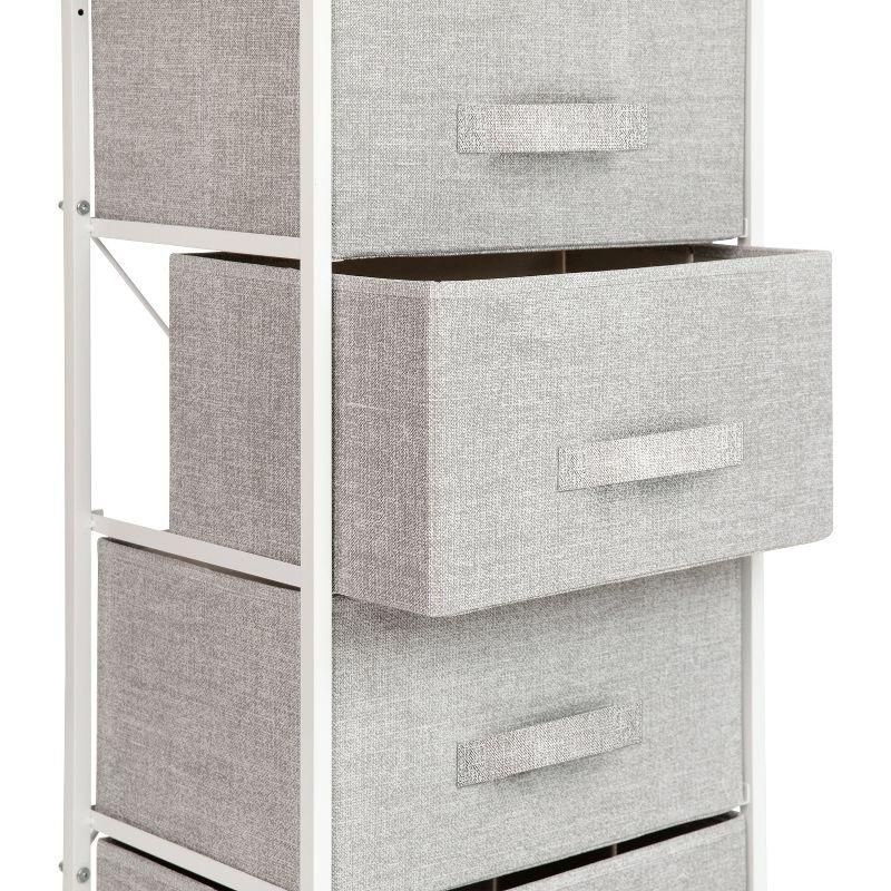 Malone 4 Drawer Vertical Storage Dresser with Wood Top & Fabric Pull Drawers