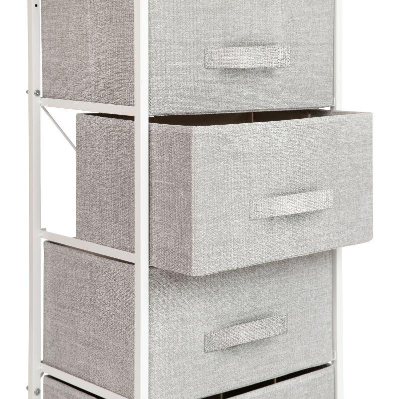 Flash Furniture 4 Drawer Wood Top Cast Iron Frame Vertical Storage Dresser with Easy Pull Fabric Drawers