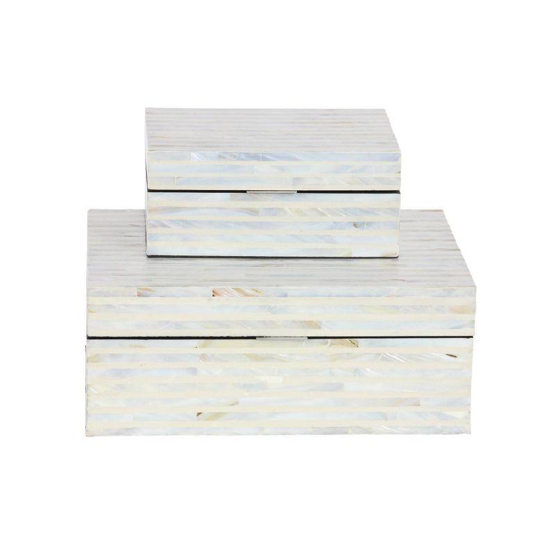 Set of 2 Shell Mosaic Patterned Wood Box White - Olivia & May