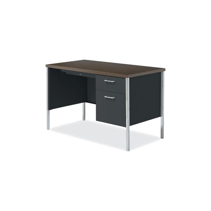 Alera Single Pedestal Steel Desk, 45.25" x 24" x 29.5", Mocha/Black