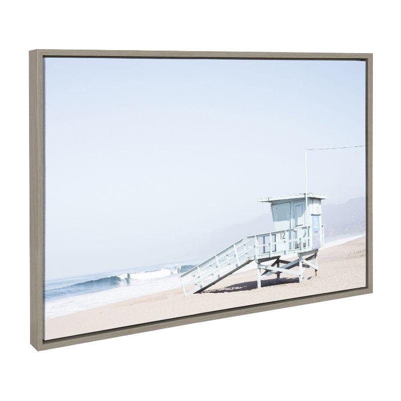 Kate and Laurel Sylvie Pale Blue Life Guard Tower Framed Canvas by Caroline Mint