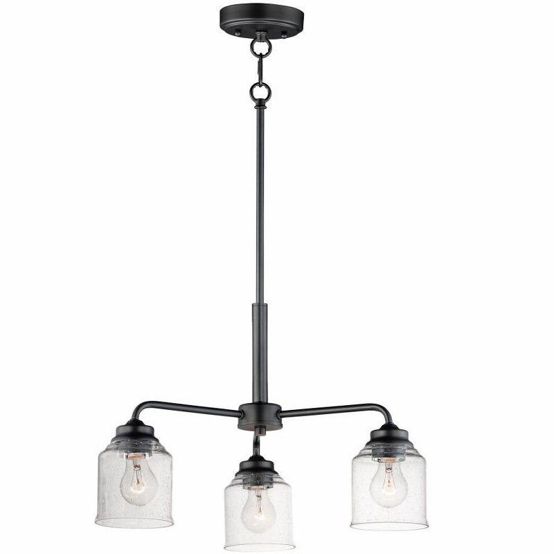 Acadia Black 3-Light Chandelier with Seedy Glass Shades