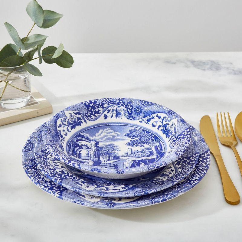 Spode Blue Italian Ascot 8-Inch Cereal Bowl - Decorative Earthenware Dinnerware with Scenic Border Design