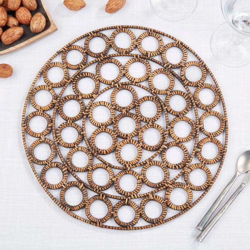 Rustic Brown Rattan Circular Placemats, Set of 4