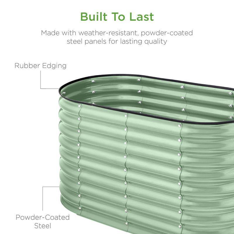 Best Choice Products 4x2x2ft Outdoor Raised Metal Oval Garden Bed, Planter Box for Vegetables, Flowers - Sage Green