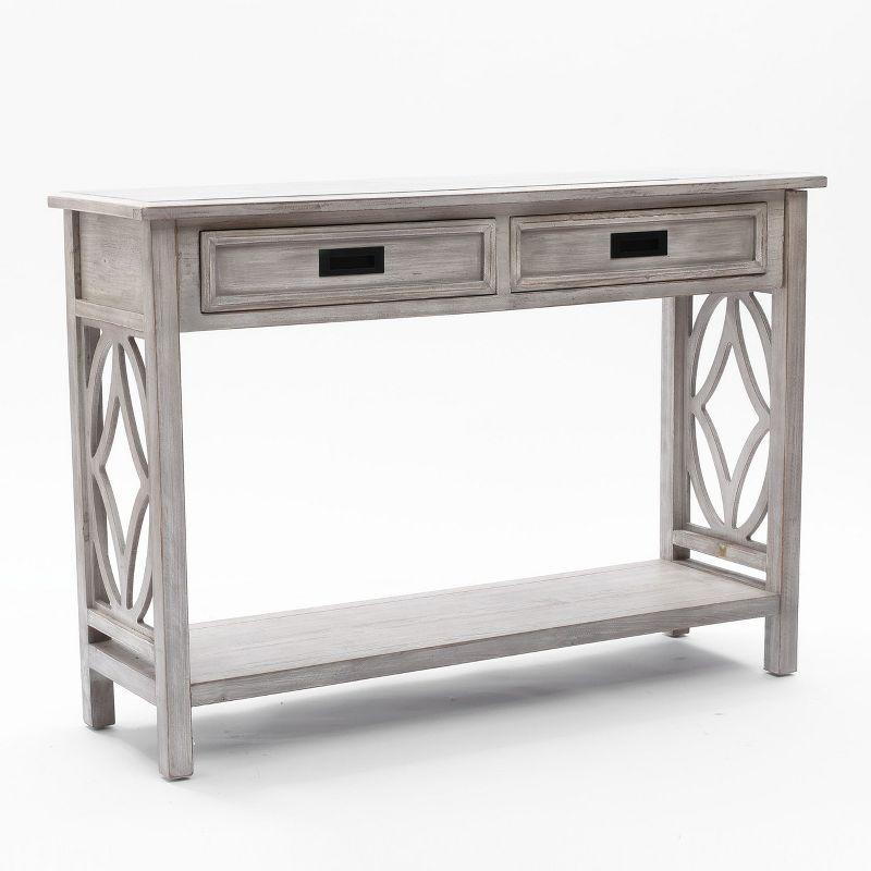 LuxenHome Gray Wood 2-Drawer 1-Shelf Console and Entryway Table