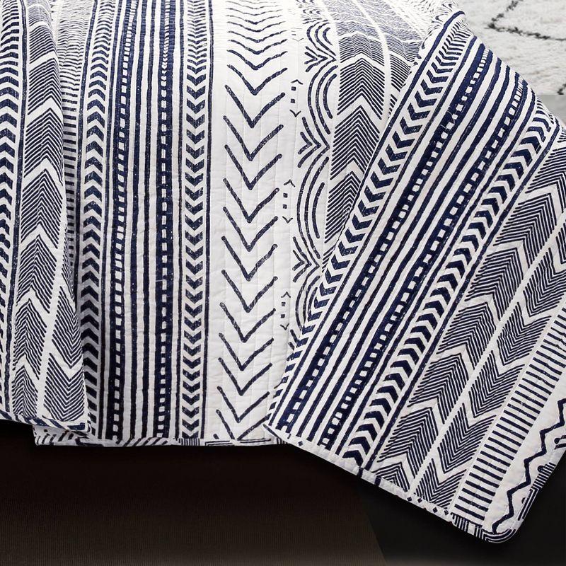 Lush Décor 3pc King Hygge Geo Reversible Quilt & Sham Set Navy/White: STANDARD 100 OEKO-TEX Certified
