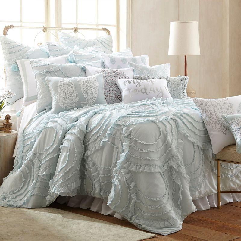 Allie Spa King Cotton Quilt Set with Reversible Light Blue Design