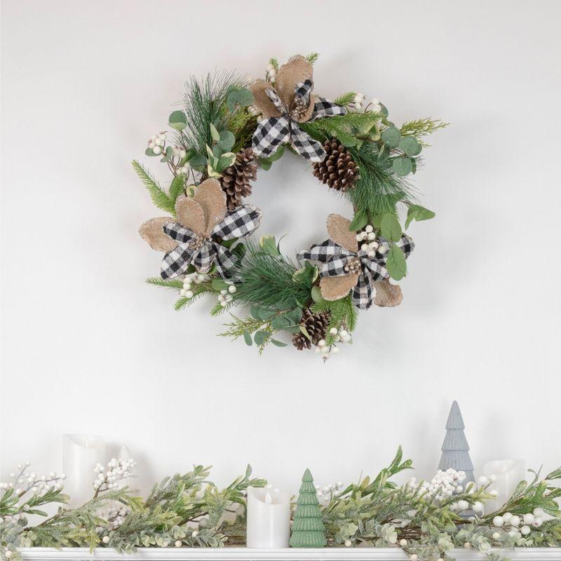 Magnolia and Frosted Pine Cones Artificial Christmas Wreath - 22-Inch Unlit