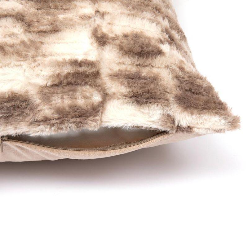 Cheer Collection Luxuriously Soft Faux Fur Throw Pillow With Inserts, Set of 2 - Marble Brown