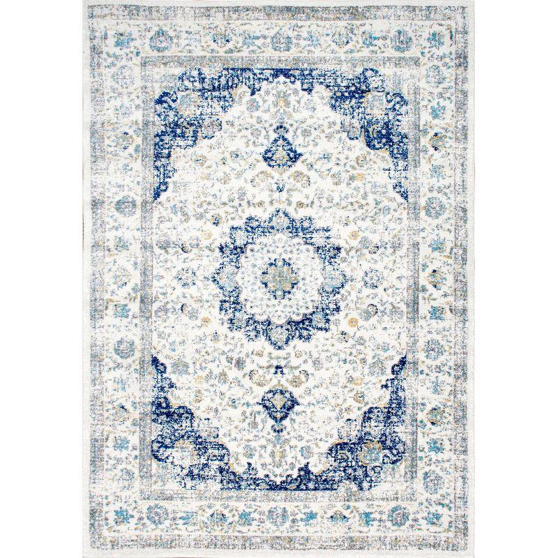 12'x15' Verona Vintage Persian Style Area Rug Blue - nuLOOM: Geometric Pattern, Low Pile, Indoor Rectangle Rug