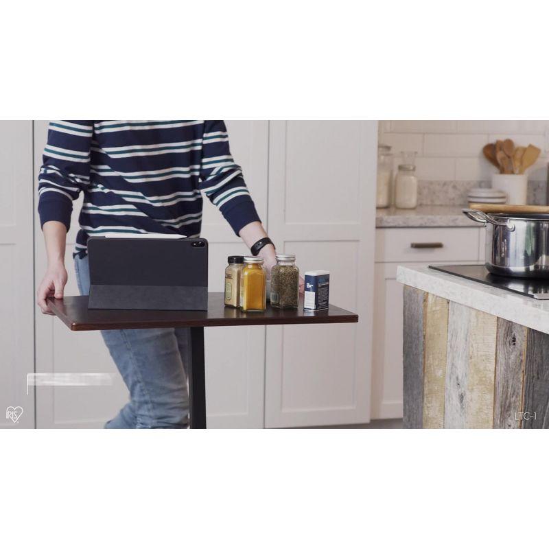 IRIS USA Single Table Height Adjustable Mobile Laptop Cart, Ergonomic Standing Desk Rolling Workstation Podium Stand from 20.4" to 33" Tall, Brown