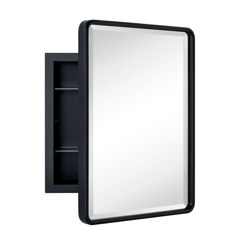 Black Metal Recessed Bathroom Medicine Cabinet with Mirror