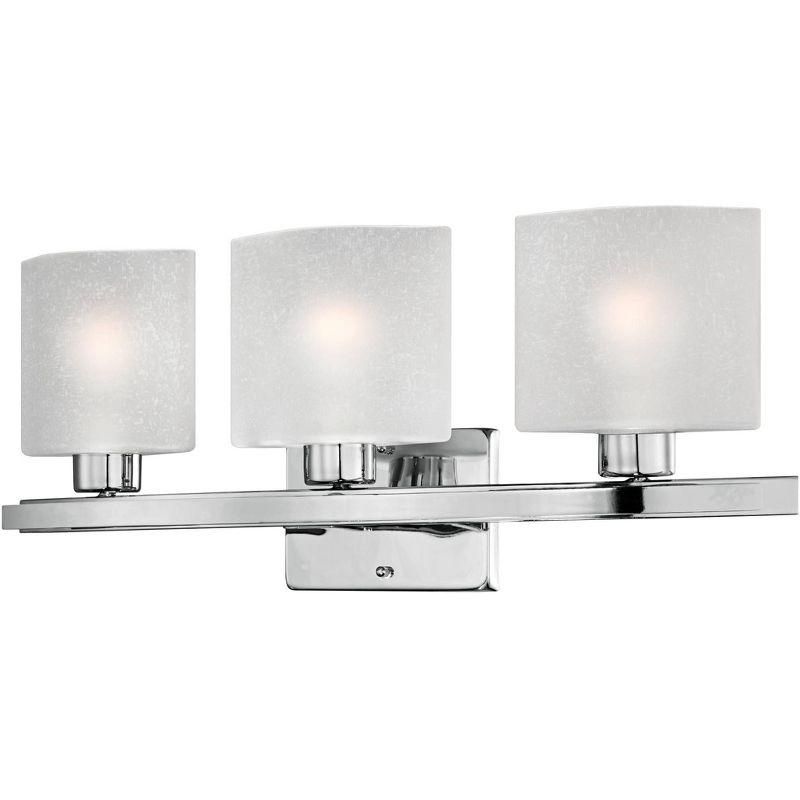 Sleek Chrome 26" Modern Bathroom Wall Light with White Linen Shades