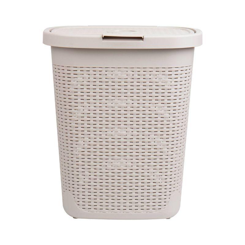 Mind Reader Mind Reader 50L Slim Laundry Hamper, Clothes Basket, Lid, Wicker Design, Plastic
