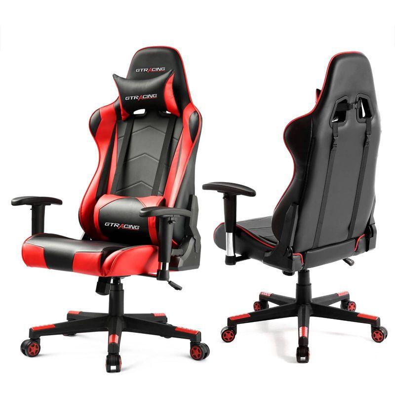 Gaming Office Chair PU Leather with Adjustable Headrest and Lumbar Pillow - GTRACING